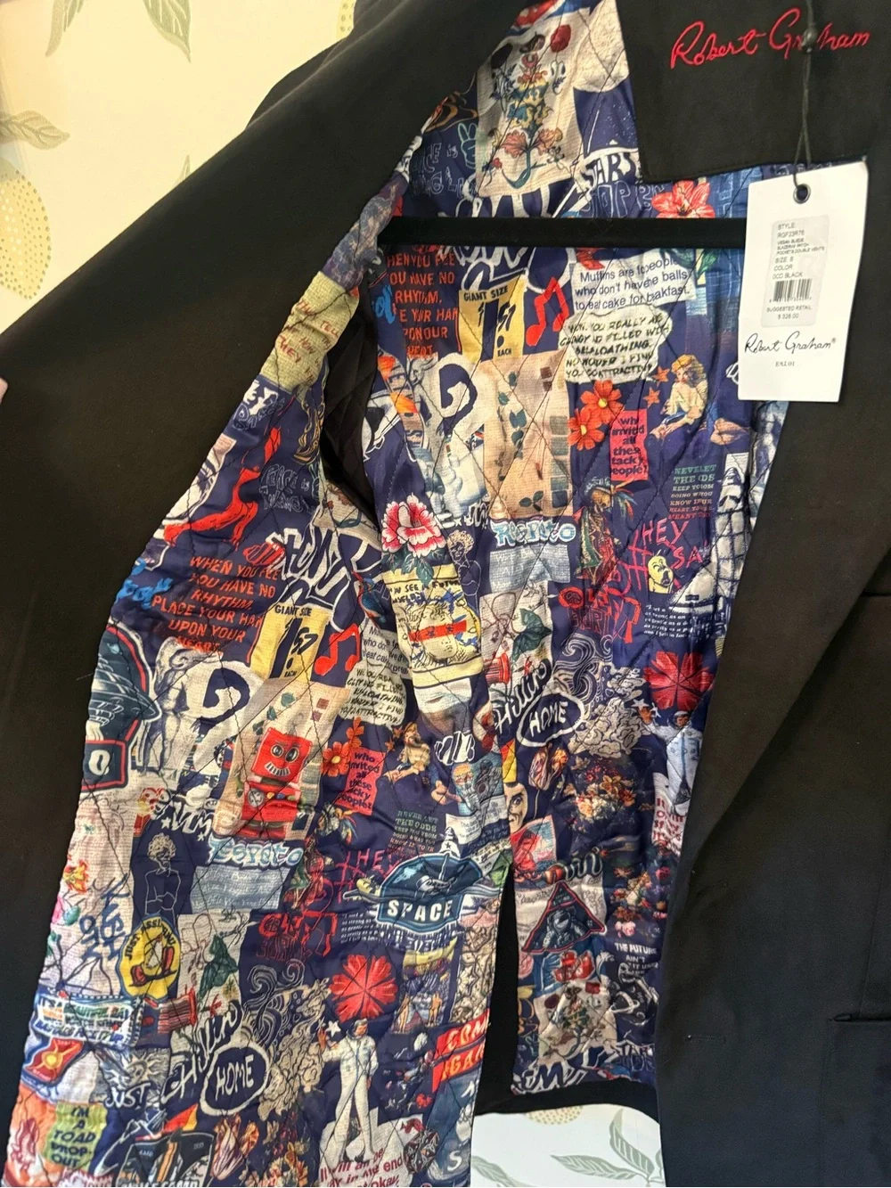 Robert Graham Black Sport Coat with Colorful Floral Lining
